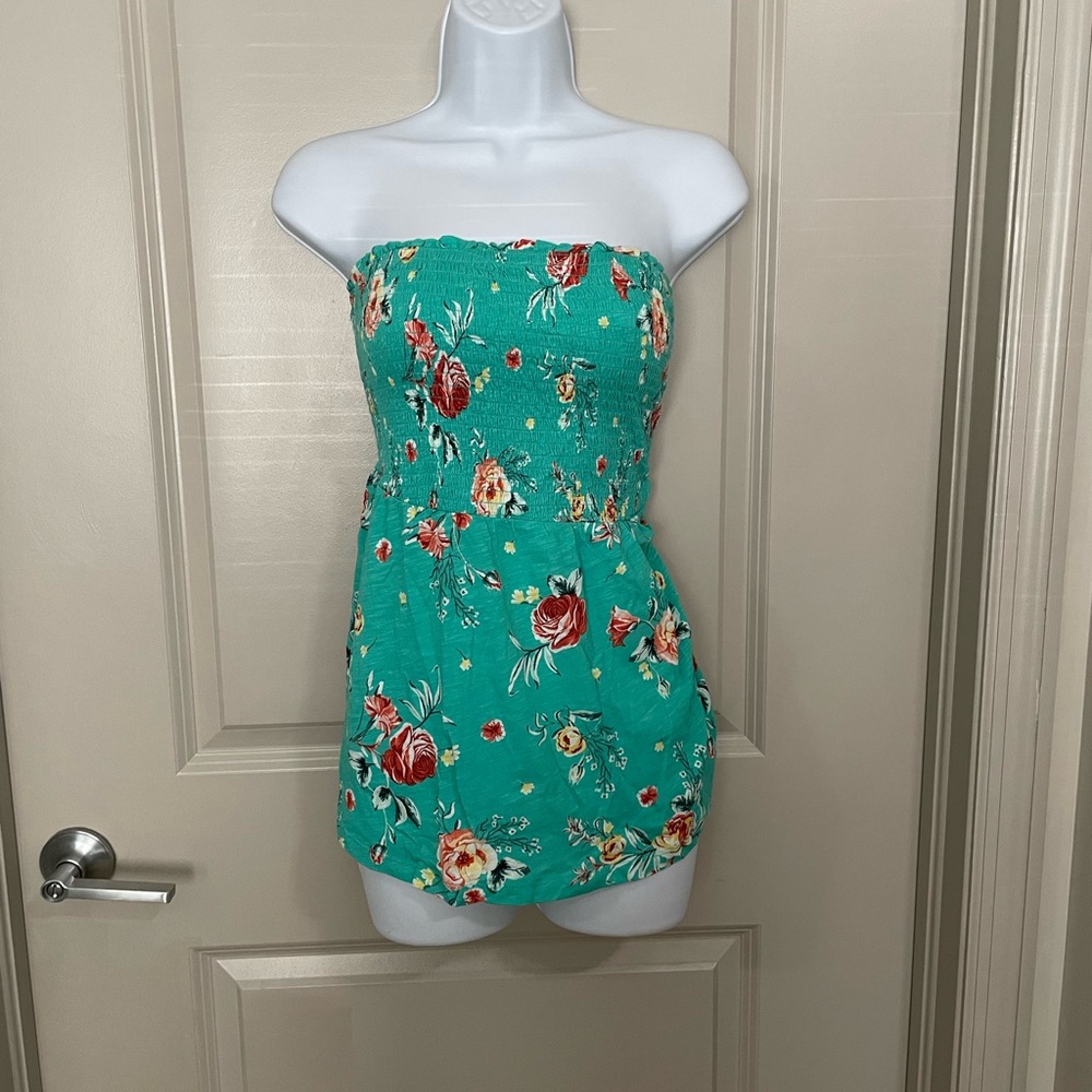 Torrid Strapless Teal Floral top/dress